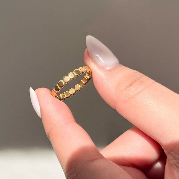 Ring Gold Dainty Ring Beaded Ring WATERPROOF Ring Perfect Stacking Ring - Picture 11 of 14